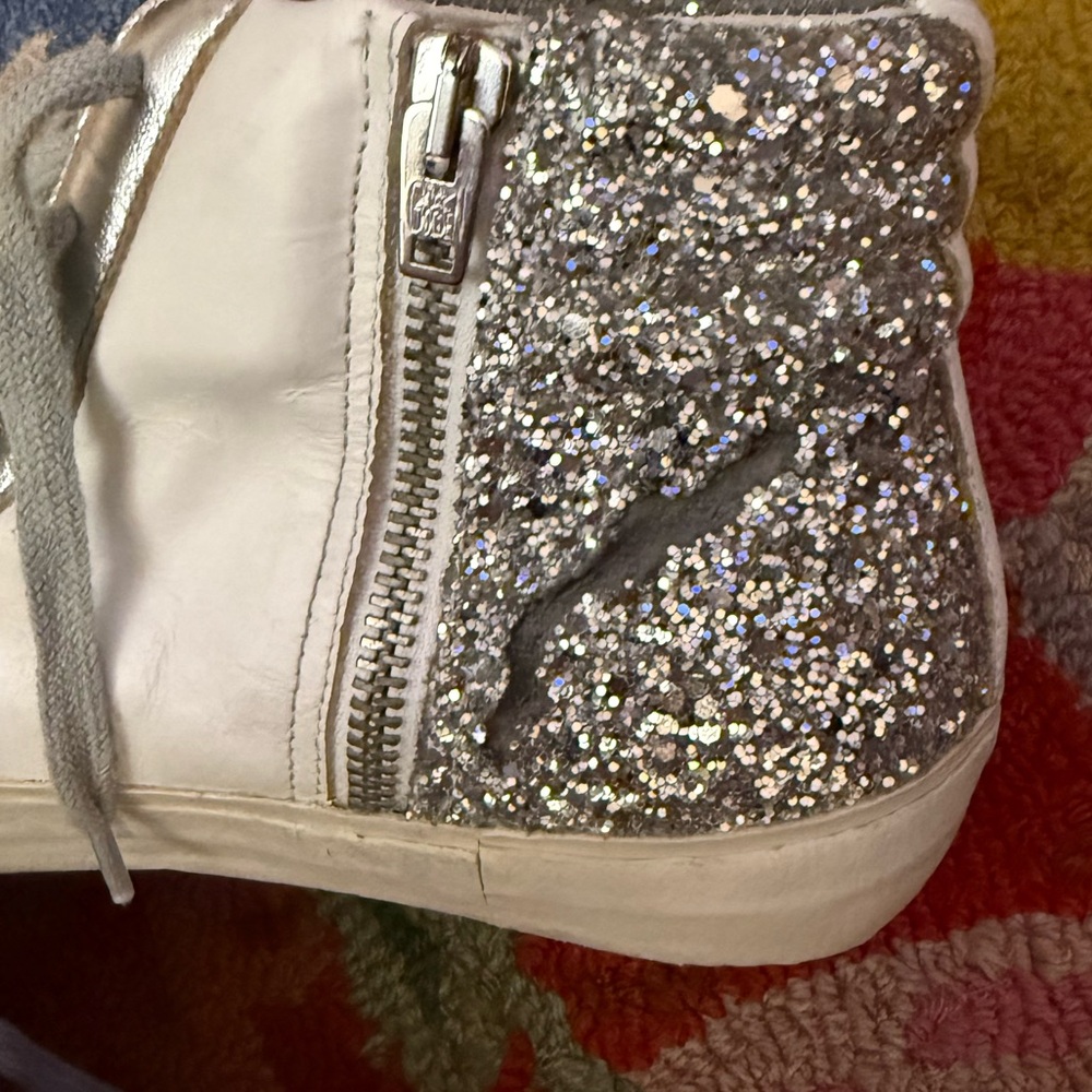 Golden Goose Slides Private Edition Silver Glitter Sneakers - Picture 5 of 12